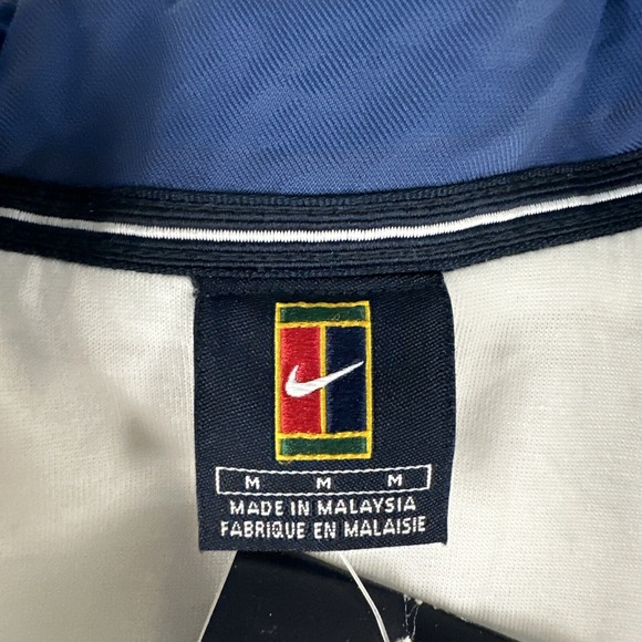 New Vintage Nike Court Tennis Jacket Track Top Medium White Blue Y2K 2000s FLAW* - Picture 6 of 16